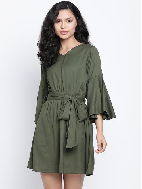 women's fit & flare solid dress - 18014411 - Standard Image - 0