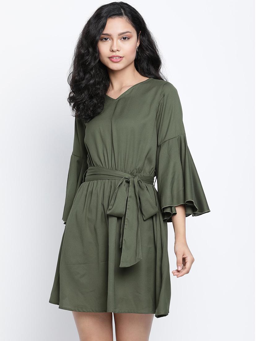 women's fit & flare solid dress