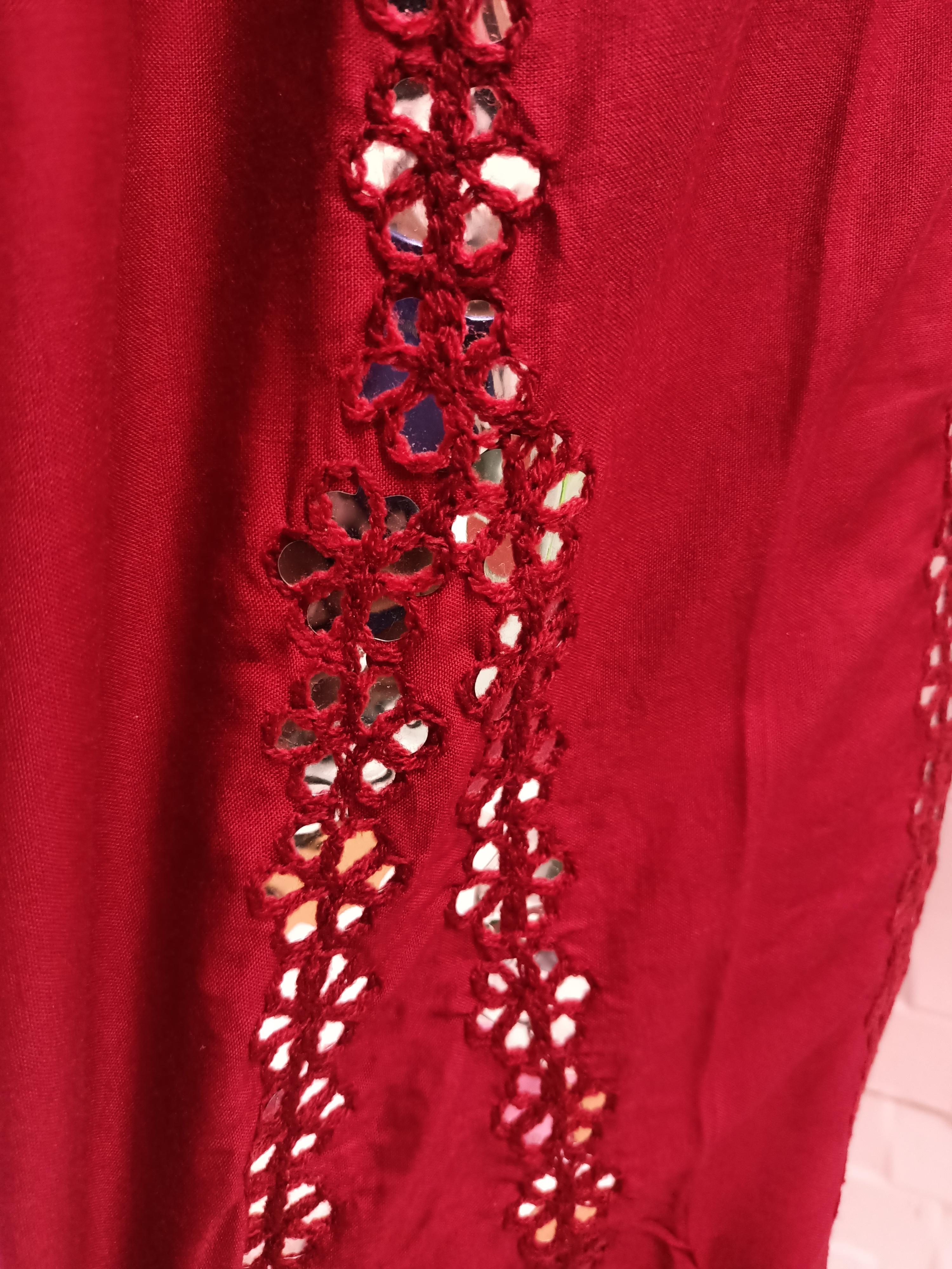 red sharara mirror work - 18014553 - Standard Image - 1