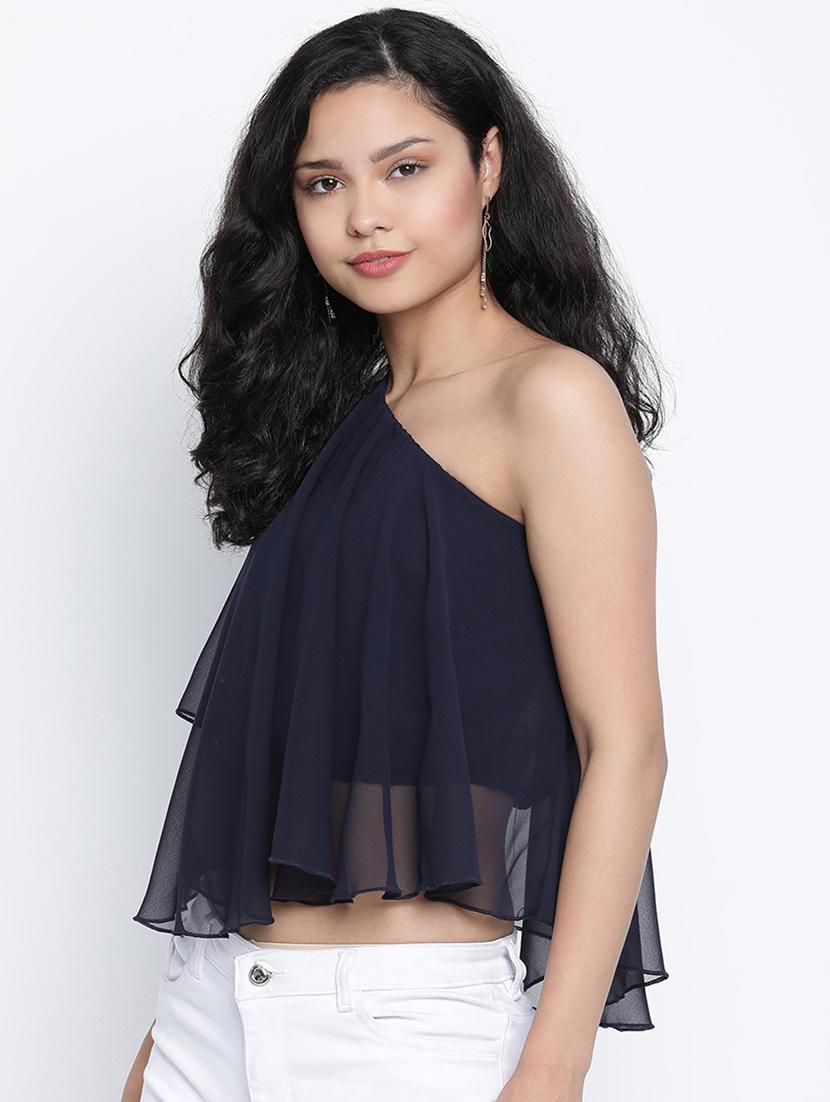 women's layered single shoulder top - 18014734 -  Standard Image - 1