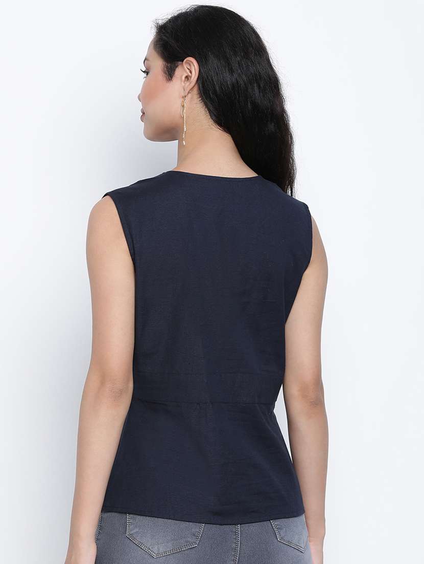 Women's Straight Overlap Neck Top