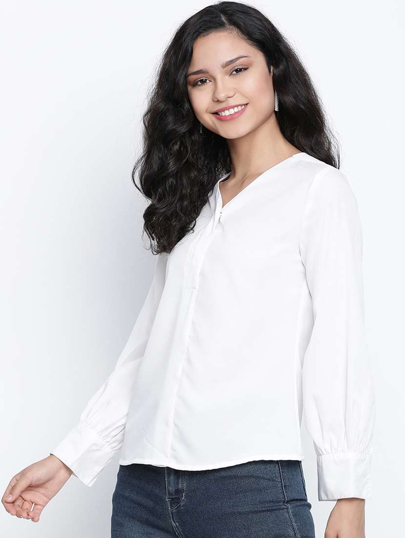 women's straight v neck top - 18014745 -  Standard Image - 1