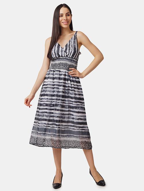 v-neck striped a-line dress - 18014783 -  Standard Image - 0