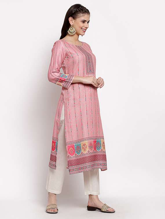 printed straight kurta - 18015301 -  Standard Image - 1