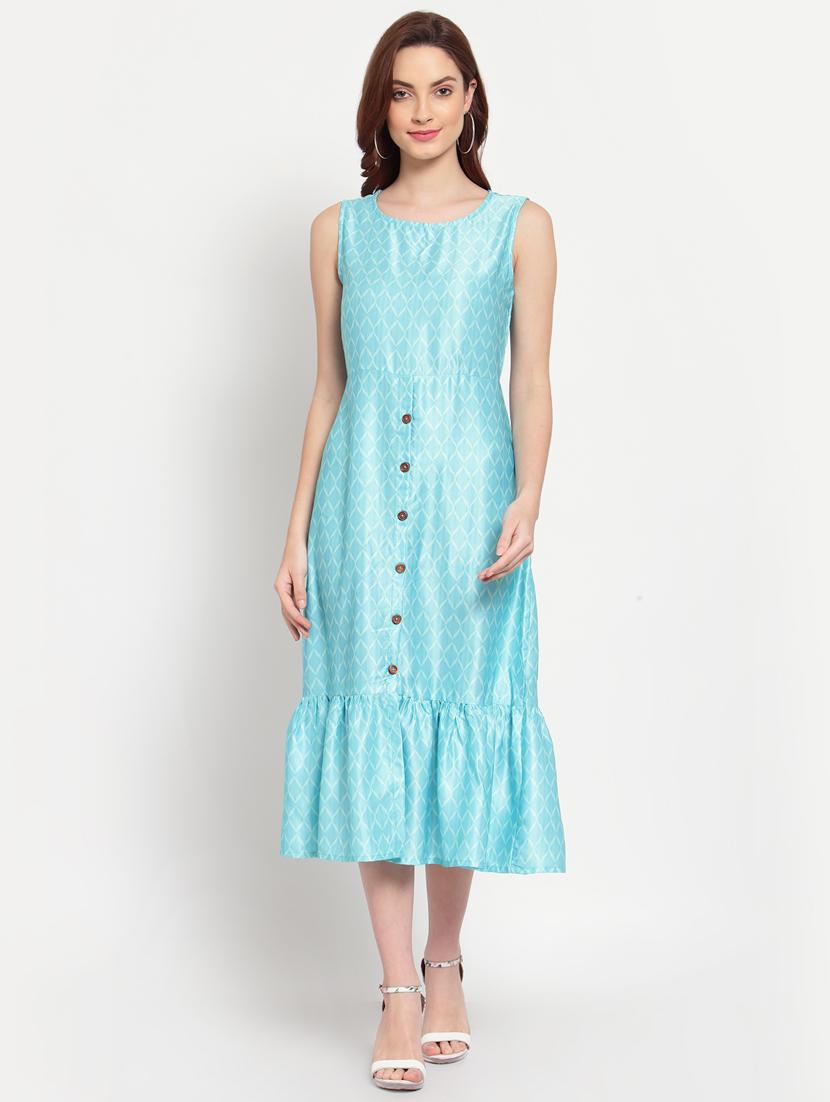 gathered hem printed a-line dress - 18015602 - Standard Image - 1