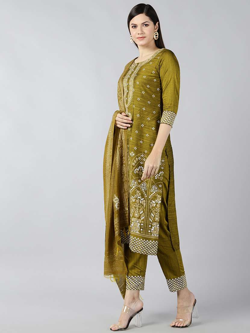 yellow viscose kurta pant  set - 18015681 -  Standard Image - 1