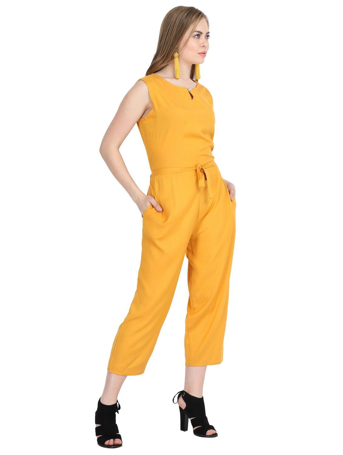 yellow crepe jumpsuit - 18015959 - Standard Image - 1