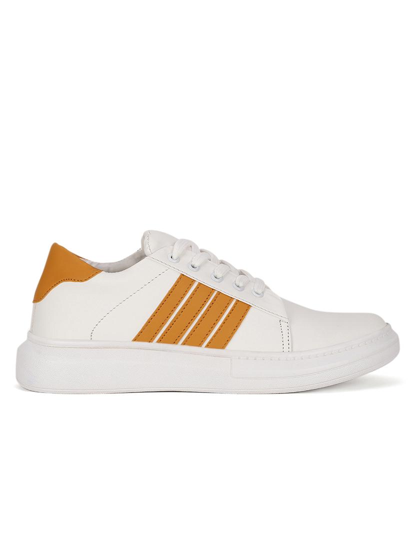 orange leather lace up sneakers - 18015998 - Standard Image - 1