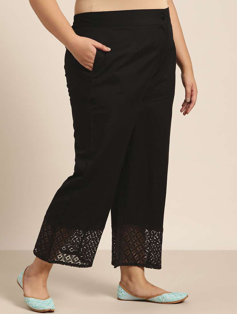 black cotton palazzos - 18016069 -  Standard Image - 1