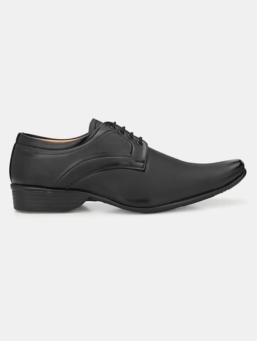 black leatherette laceup derbies - 18016094 -  Standard Image - 0