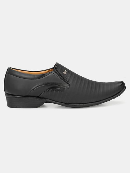 black leatherette slip on ons - 18016098 - Standard Image - 0