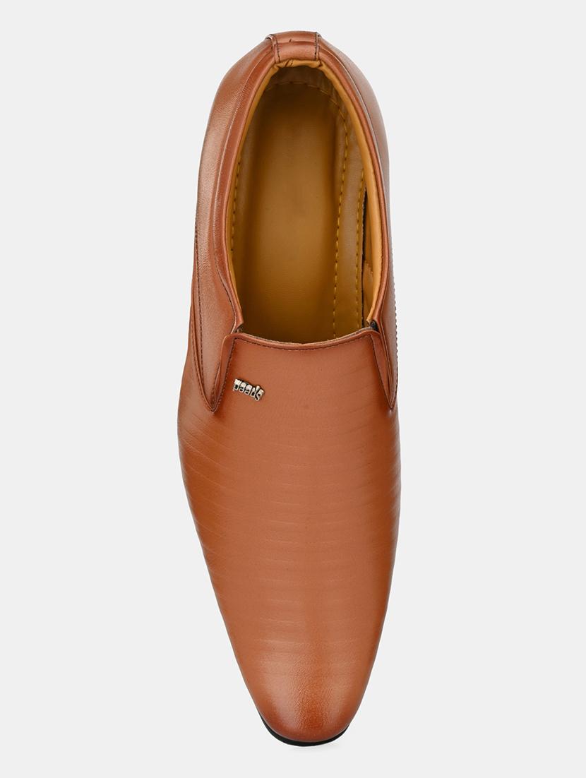 tan leatherette slip on ons - 18016099 - Standard Image - 1