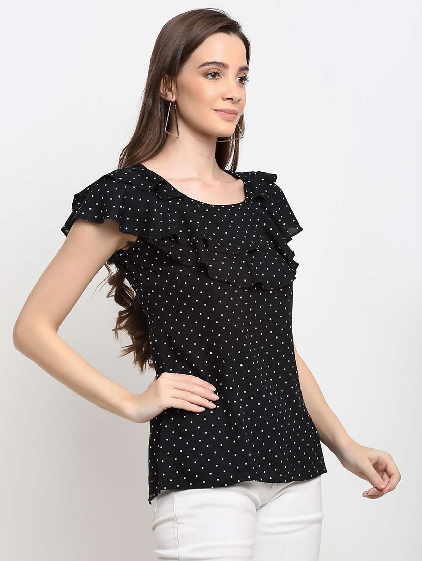 ruffle detail polka dot  top - 18016148 -  Standard Image - 1
