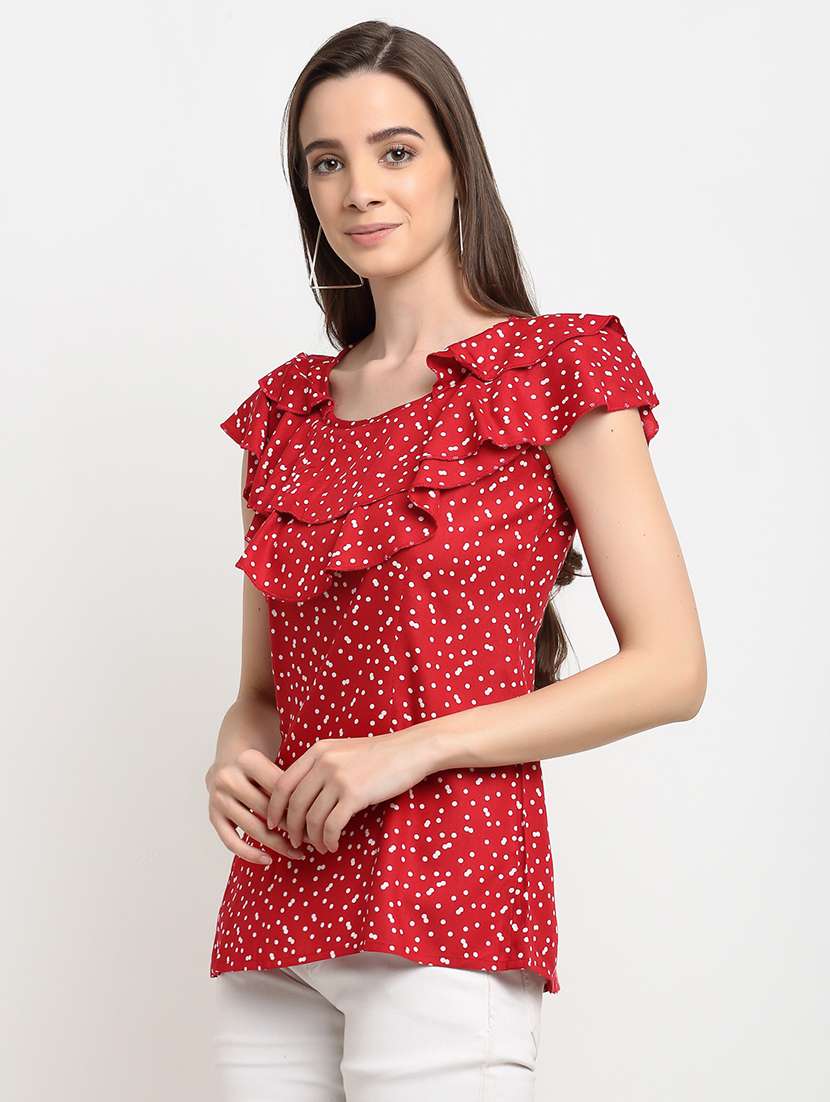 ruffle detail polka dot  top - 18016150 -  Standard Image - 1