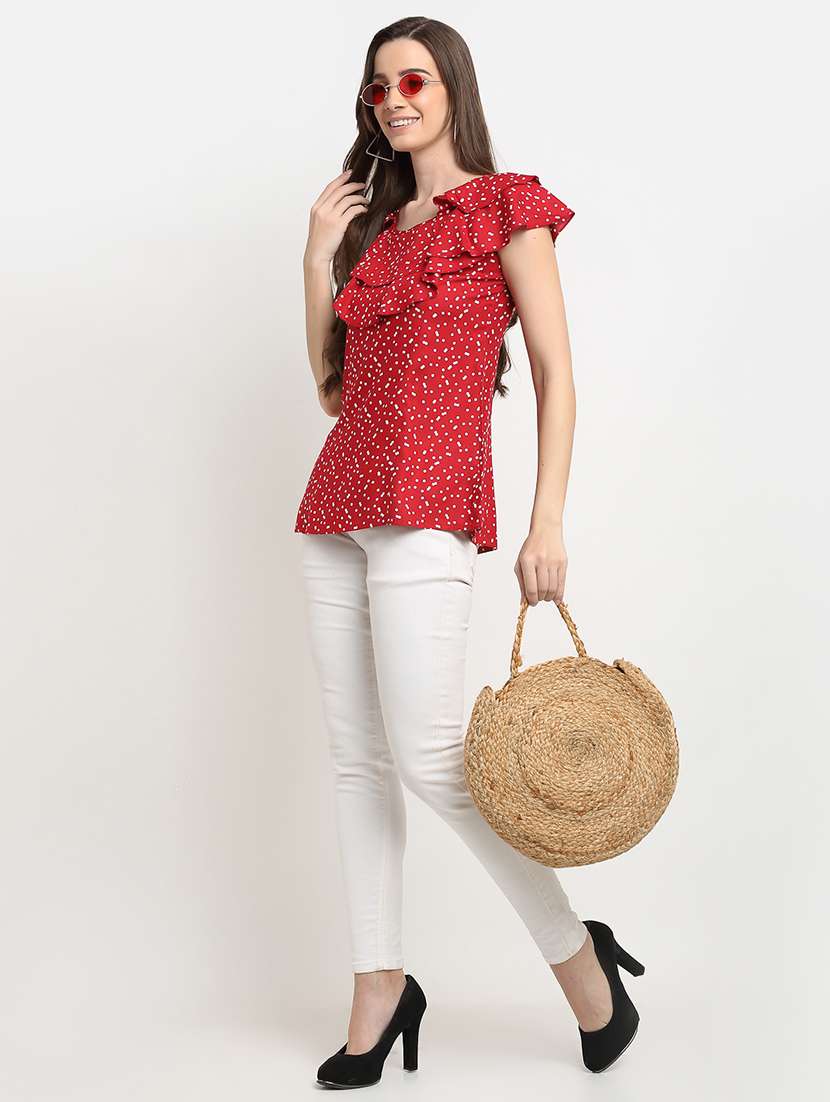 ruffle detail polka dot  top - 18016150 -  Standard Image - 4