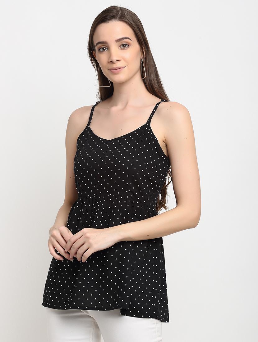 cami neck polka dot peplum top - 18016151 -  Standard Image - 1