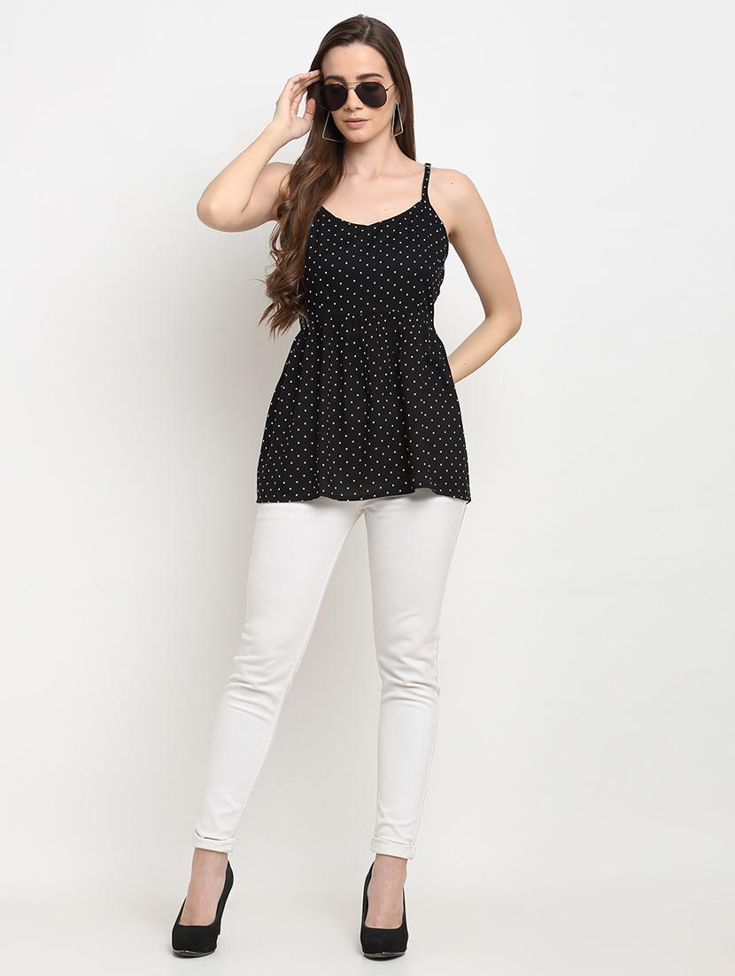 cami neck polka dot peplum top - 18016151 - Standard Image - 4