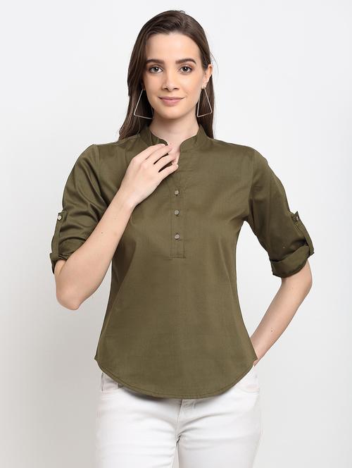 mandarin neck solid top  - 18016182 -  Standard Image - 0