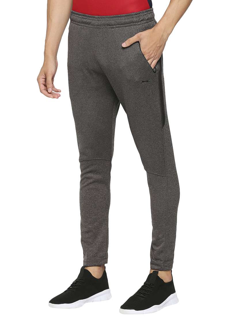 grey solid full length track pant - 18016205 -  Standard Image - 1