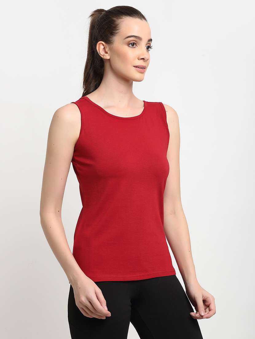 maroon cotton tank  top - 18016285 -  Standard Image - 1