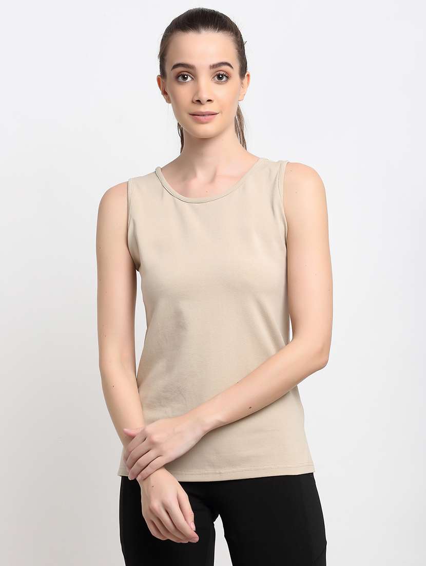 beige cotton tank  top