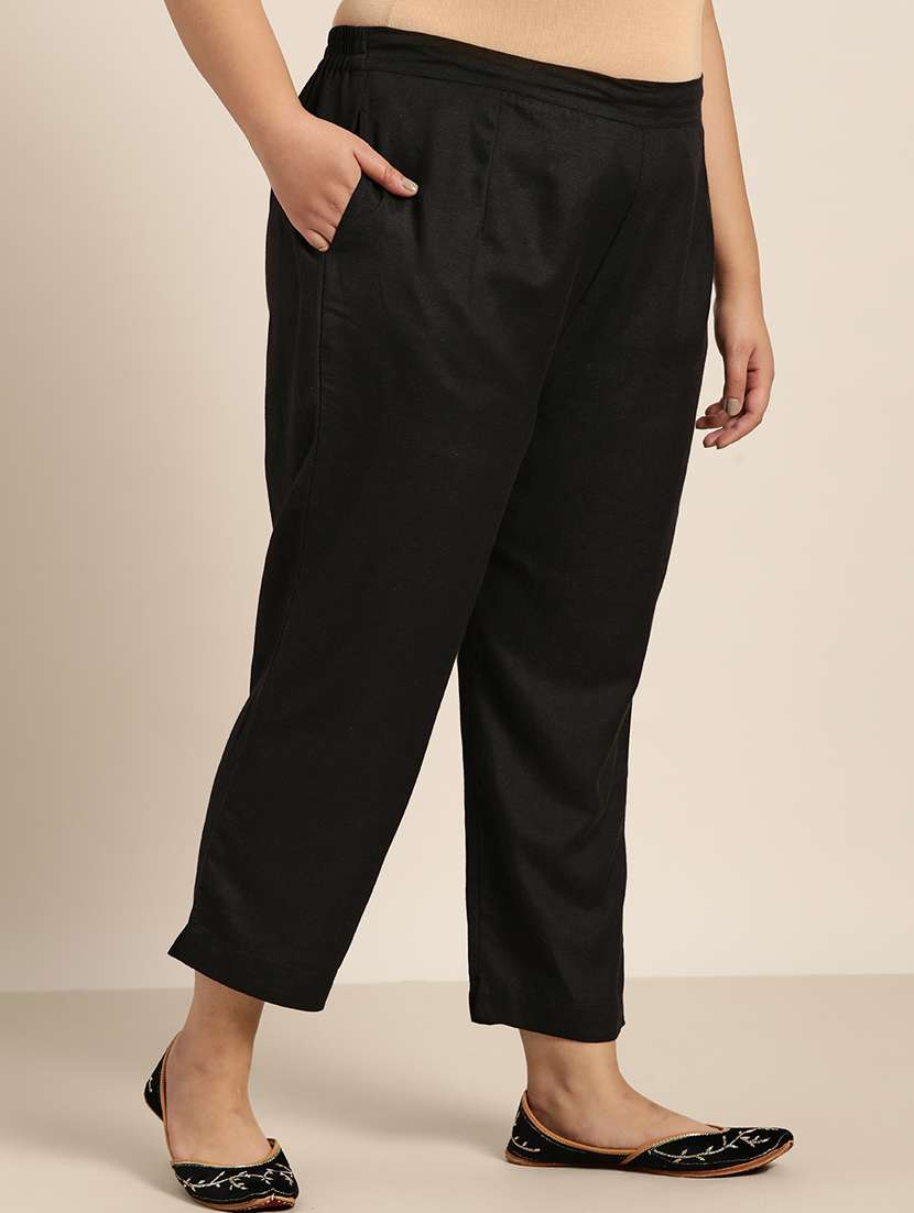 black rayon tapered pant - 18016717 -  Standard Image - 1