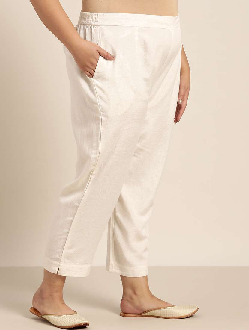 white rayon straight tapered pant - 18016719 -  Standard Image - 1