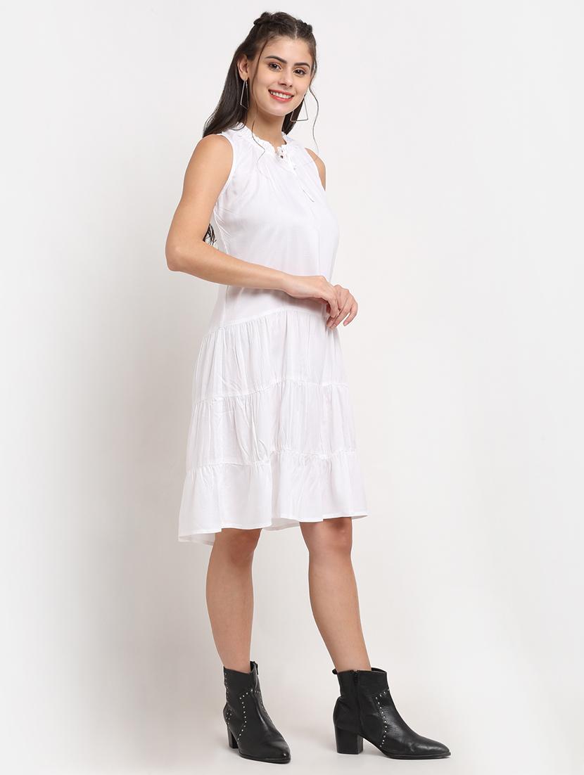 tie up neck solid a-line  dress - 18016755 -  Standard Image - 1