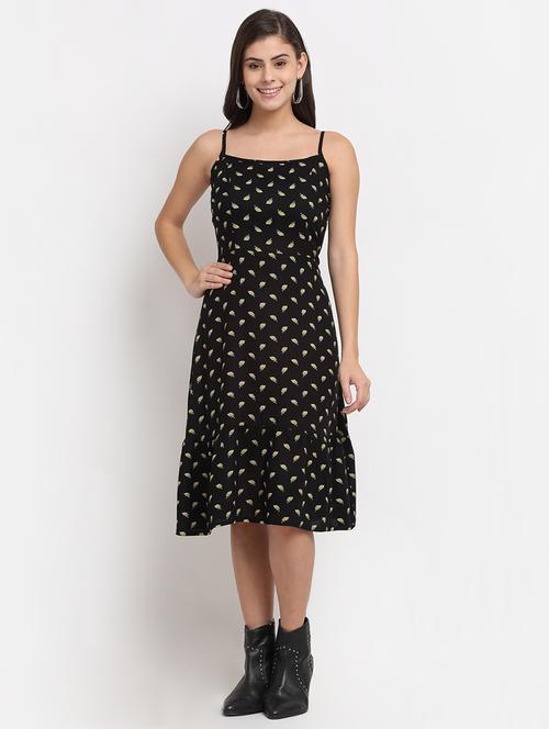 cami neck printed fit & flare dress - 18016757 -  Standard Image - 0