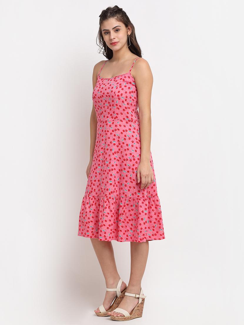 cami neck printed fit & flare dress - 18016758 - Standard Image - 1