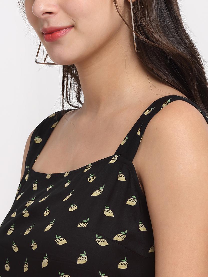 square neck printed fit & flare dress - 18016761 - Standard Image - 4