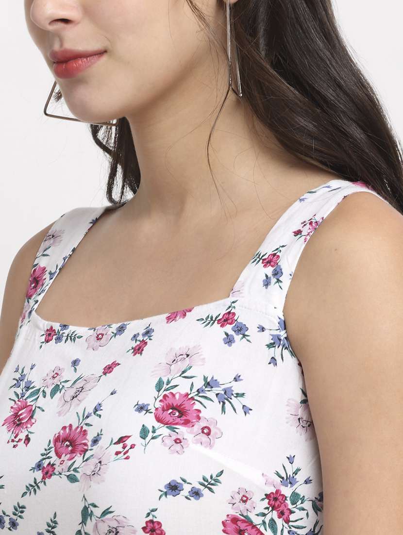 square neck printed  fit & flare dress - 18016763 -  Standard Image - 4