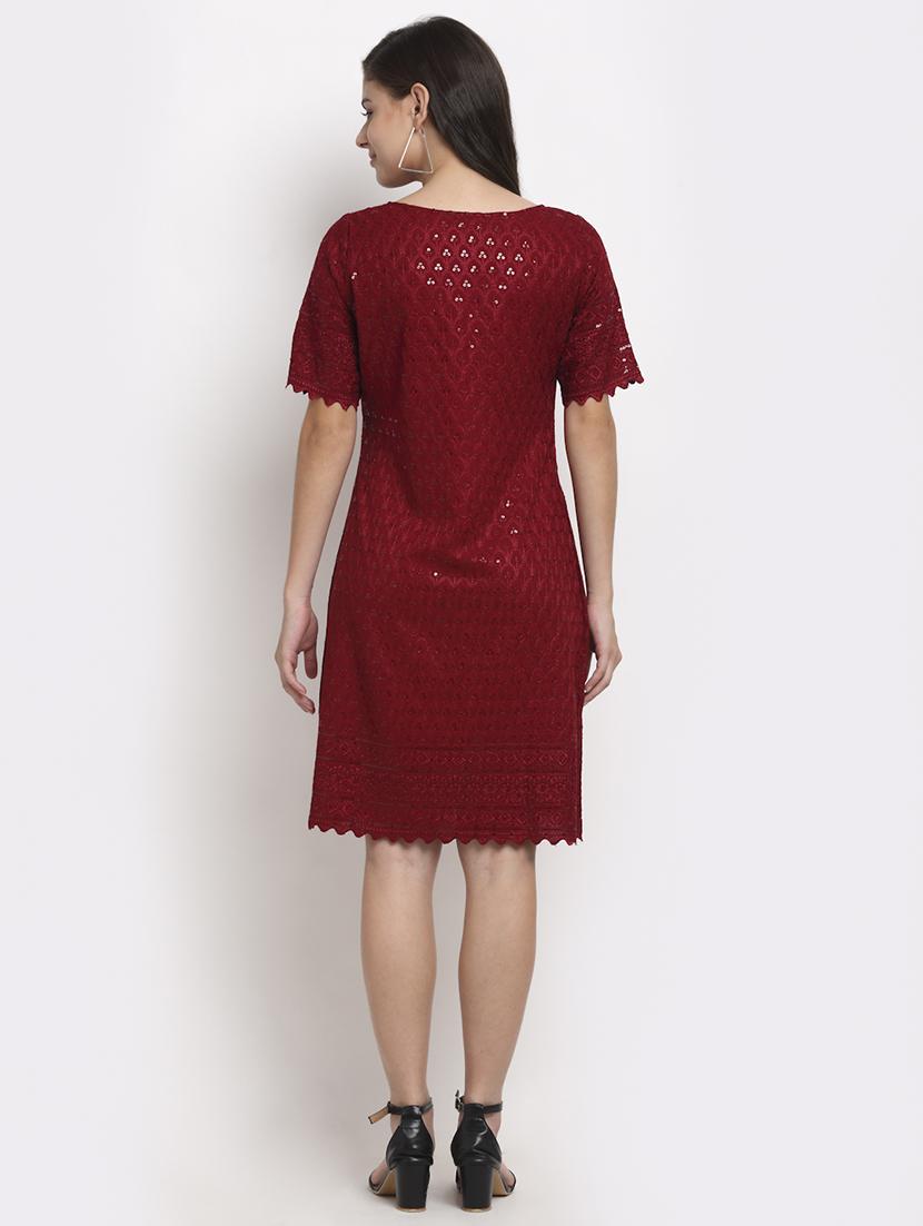 v-neck embellished a-line dress - 18016765 - Standard Image - 1