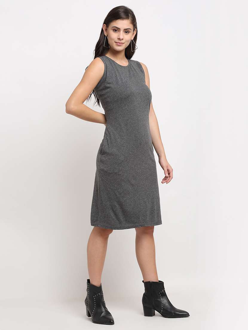 round neck solid bodycon  dress - 18016770 -  Standard Image - 1