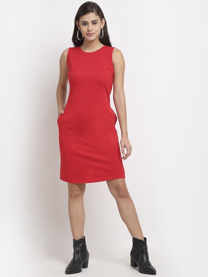round neck solid t-shirt dress - 18016773 - Zoom Image - 0