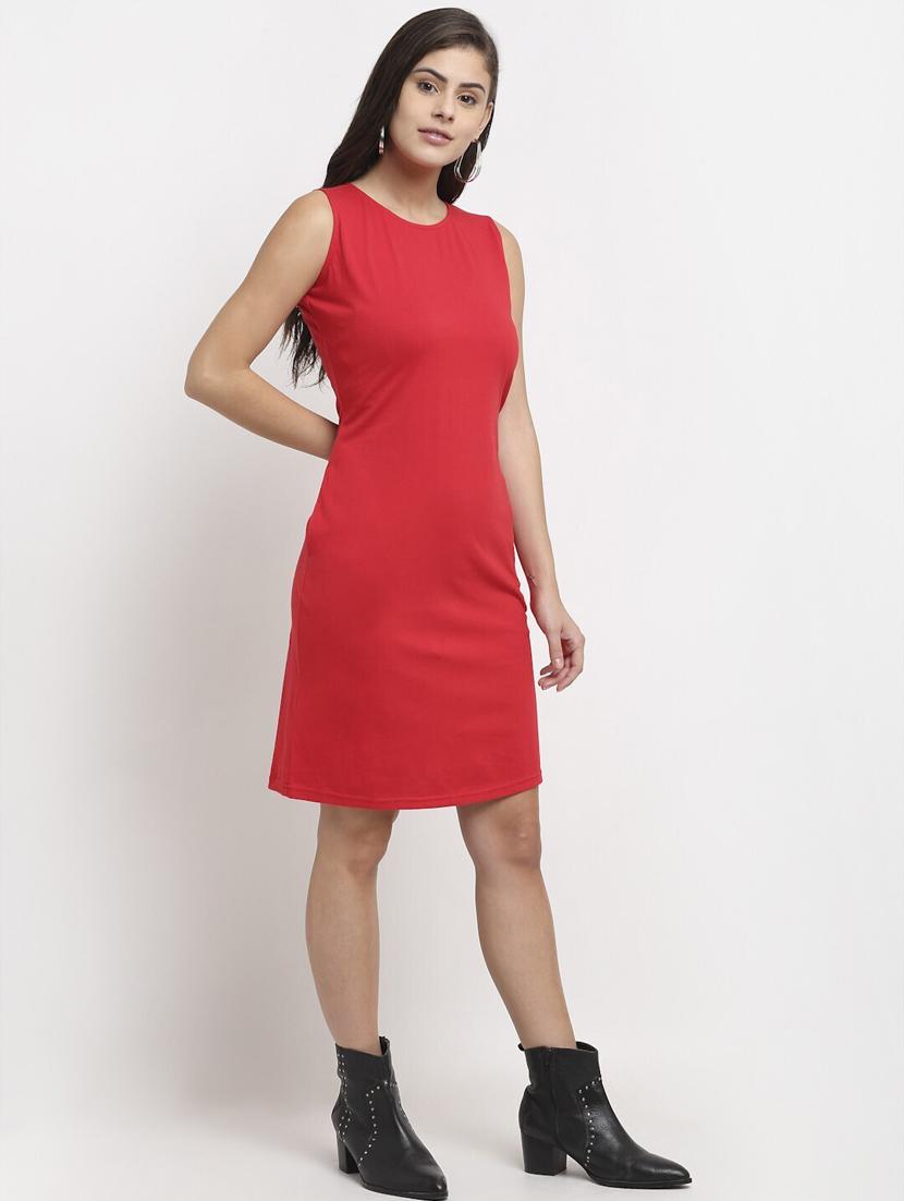 round neck solid t-shirt dress - 18016773 - Standard Image - 1