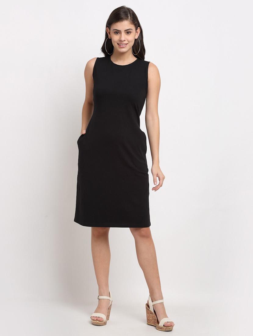 round neck solid t-shirt dress - 18016774 - Standard Image - 1