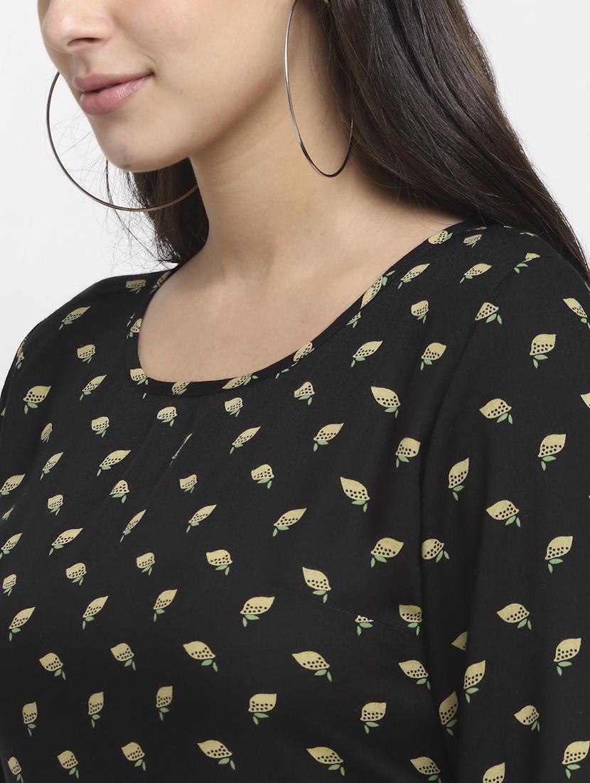 round neck printed high low tunic - 18016788 - Standard Image - 4
