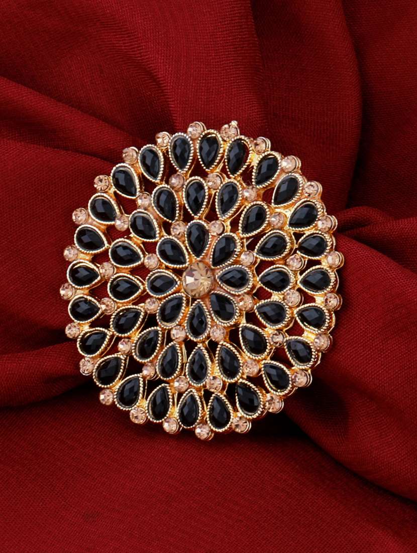 round gold tone adjustable designer finger ring - 18017487 -  Zoom Image - 0