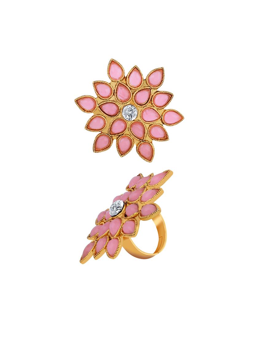 stylish adjustable floral designer finger ring - 18017497 - Standard Image - 1