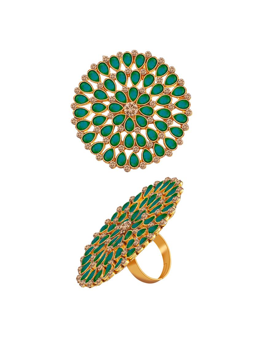 gold tone adjustable designer finger ring - 18017631 - Standard Image - 1