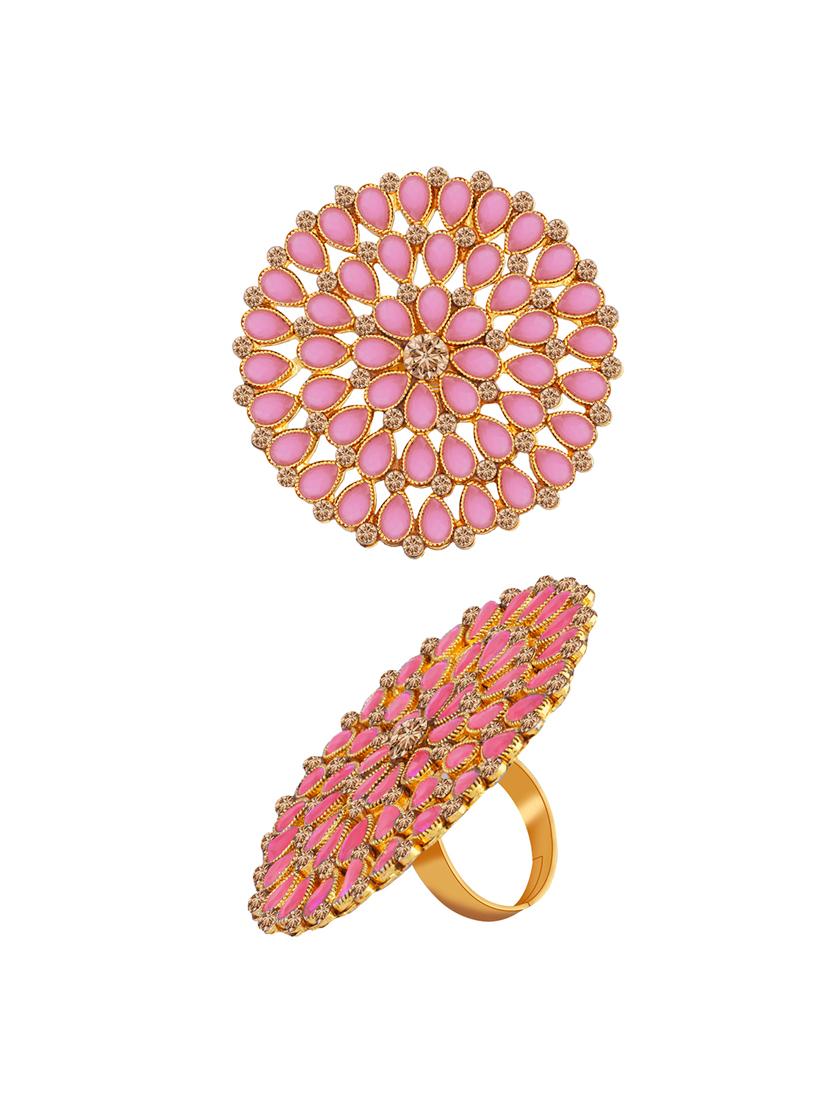 gold tone adjustable designer finger ring - 18017635 - Standard Image - 1