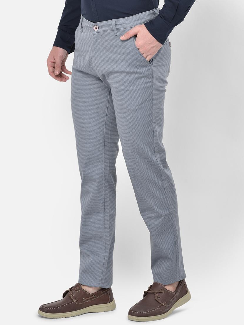 grey printed flat front casual trouser - 18017670 -  Standard Image - 1