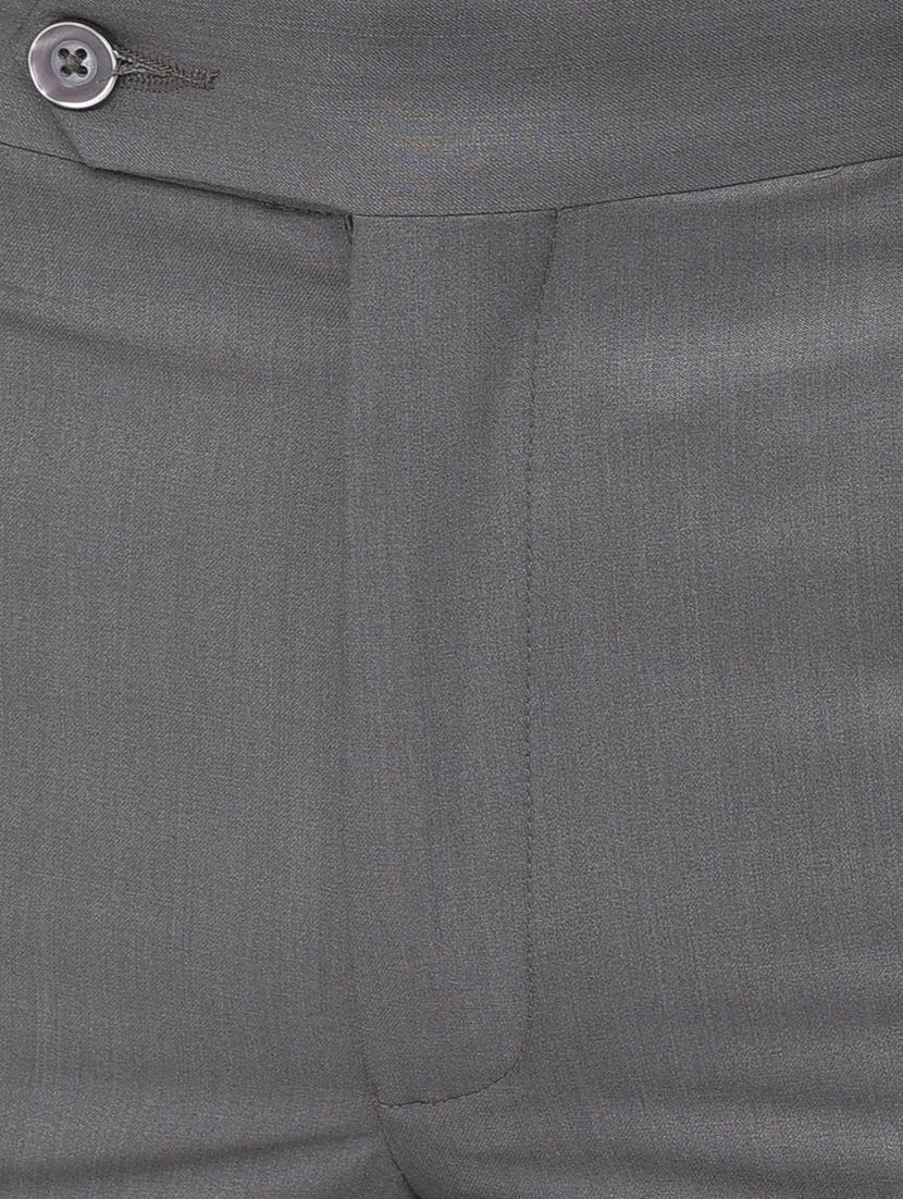 grey solid flat front trousers formal trouser - 18017682 - Standard Image - 4