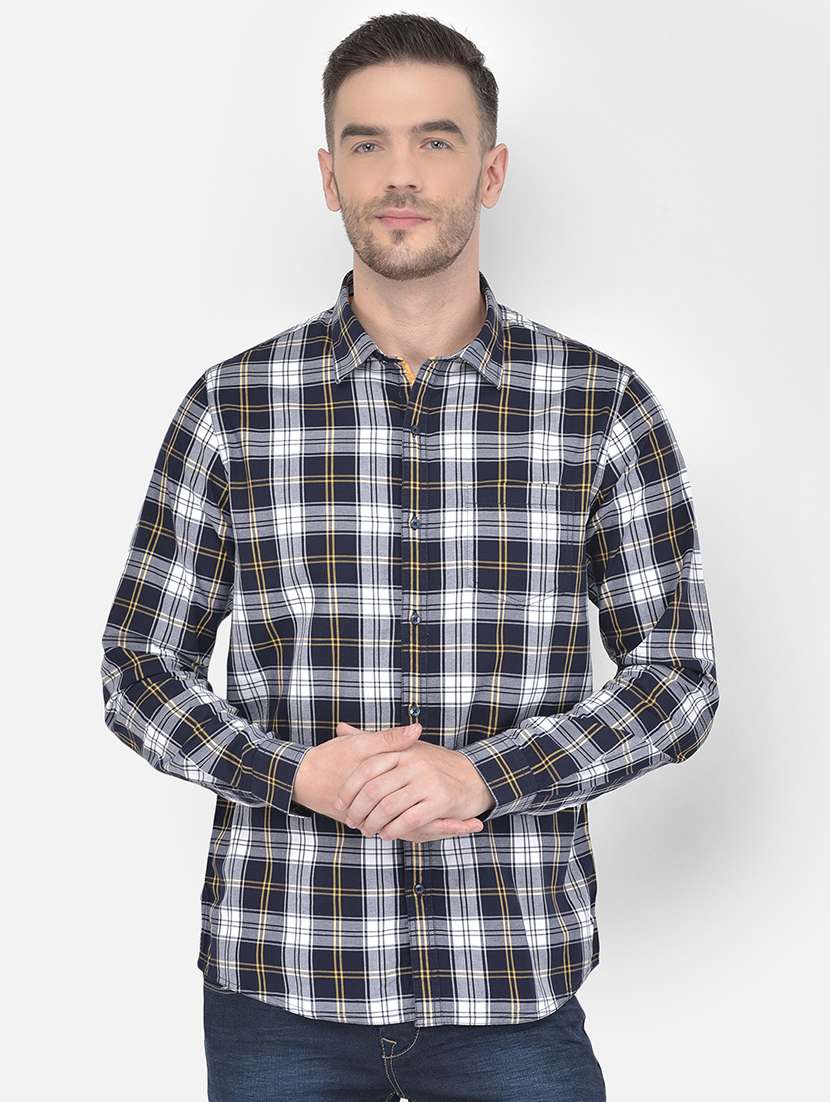 blue checkered casual shirt