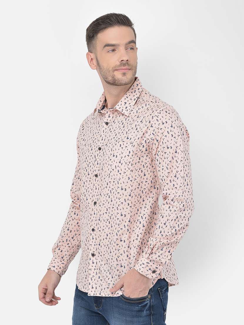 mens micro print casual shirt - 18017702 -  Standard Image - 1