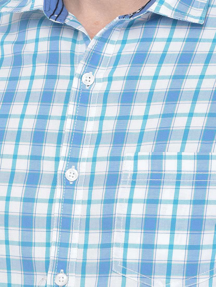 blue checkered casual shirt - 18017704 - Standard Image - 4
