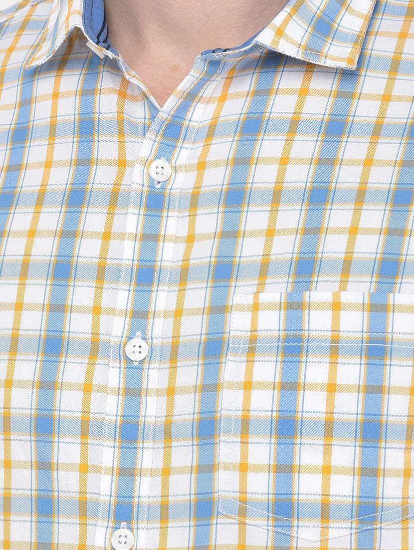 yellow checkered casual shirt - 18017705 - Standard Image - 4