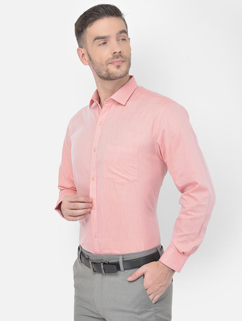 orange self design formal shirt - 18017712 - Standard Image - 1