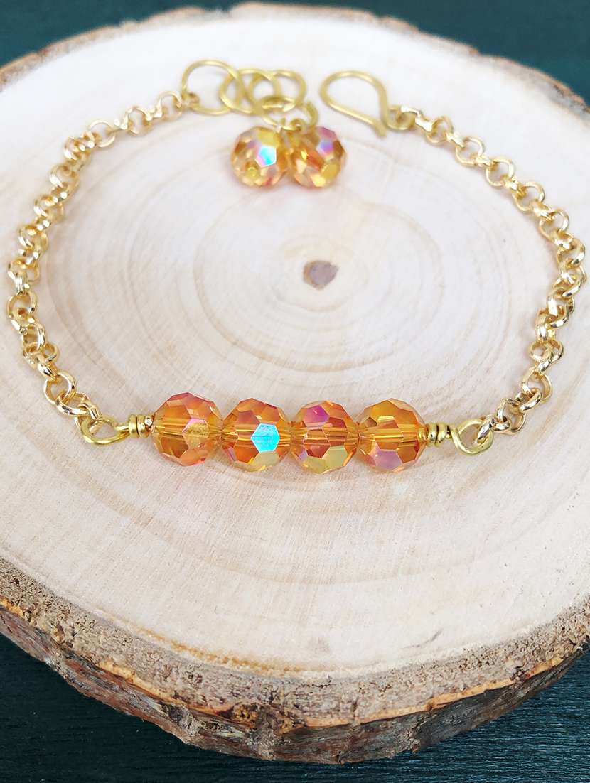 golden crystal chain bracelet